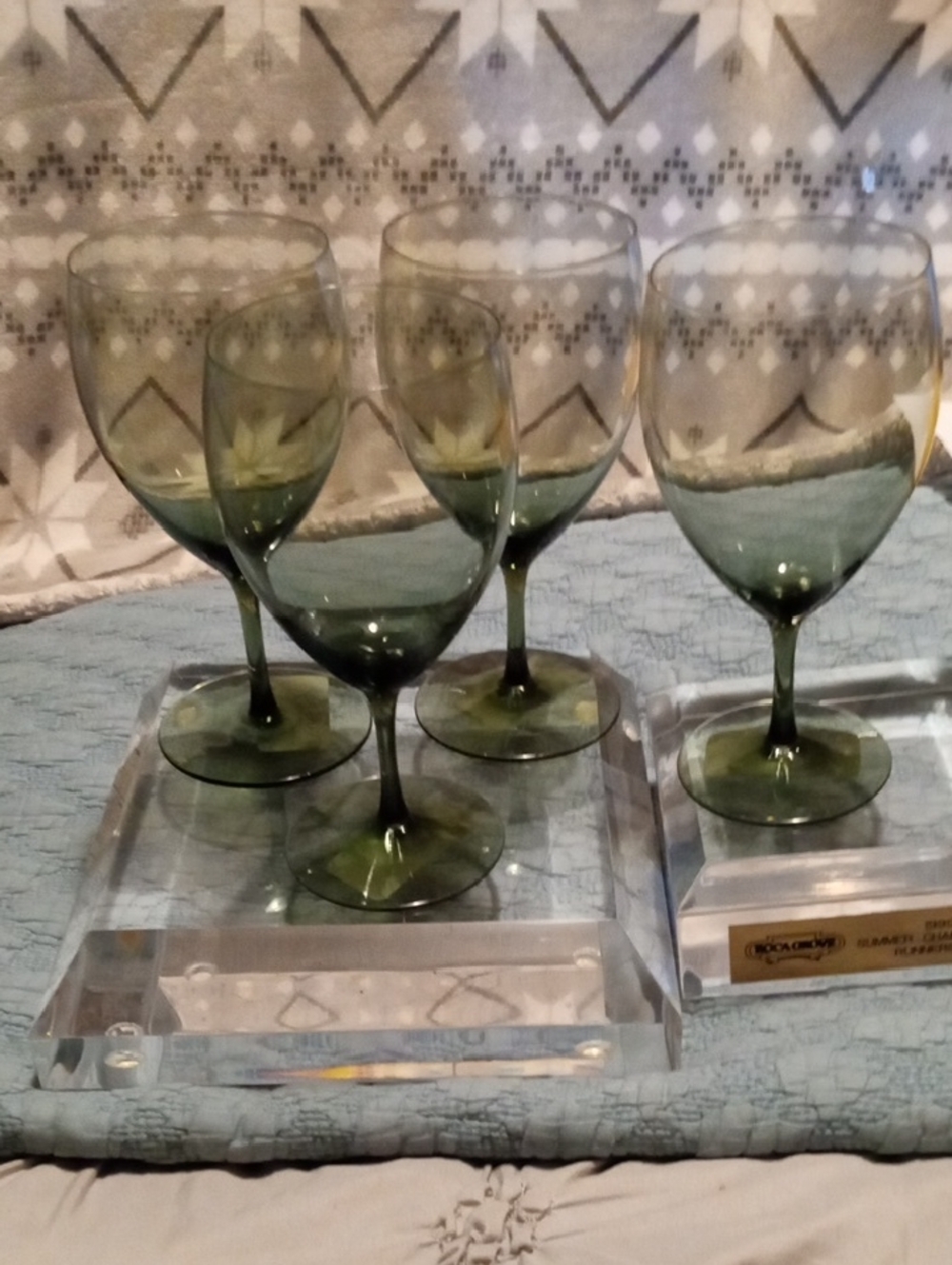 Lenox Green Stemmed Wine Glasses - Set of 4